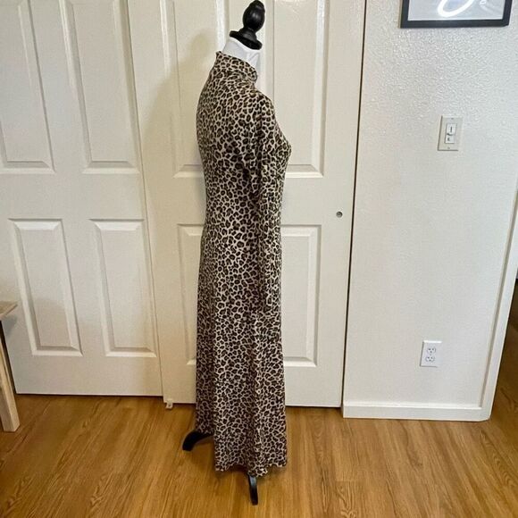 Bardot Leopard Print Long Sleeve Body-Con Midi Dress Size Small - Picture 2 of 10